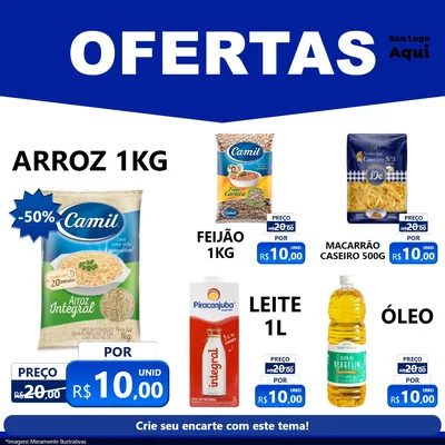 Modelo de Rede Social para Feed Facebook com o tema Ofertas Azul Cartaz para Supermercado