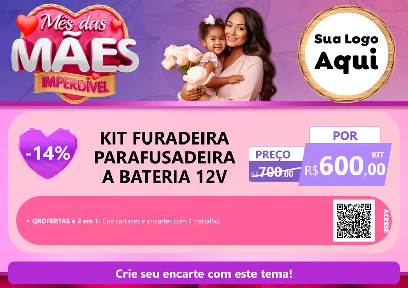 Modelo de Cartaz para Cartaz A4 Horizontal com o tema Mês das Mães Imperdível para Maquinas e Ferramentas