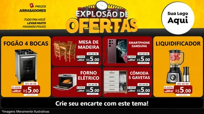 Modelo de TV para TV Horizontal com o tema Explosão de Ofertas para Móveis e Eletro