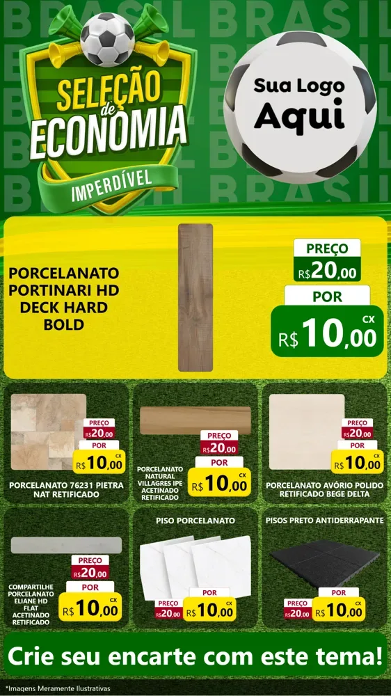 Modelo de Rede Social para Stories com o tema Seleção de Economia - Copa para Pisos e revestimentos