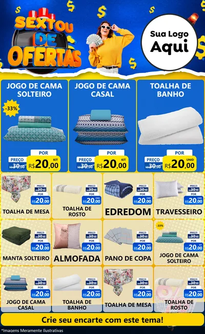 Modelo de Encarte para Encarte Grande com o tema Sextou de Ofertas para Cama, Mesa e Banho