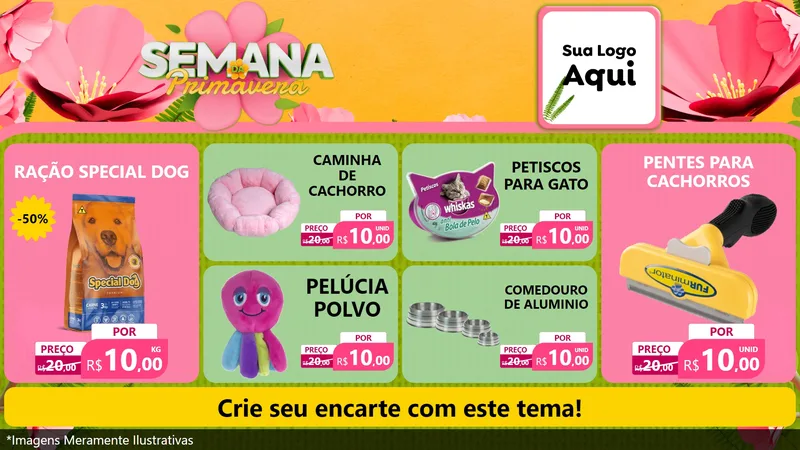 Modelo de TV para TV Horizontal com o tema Semana da Primavera para Pet Shop