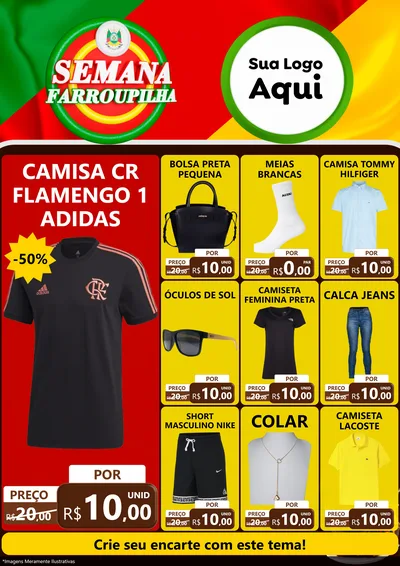 Modelo de Encarte para Encarte A4 Vertical com o tema Semana Farroupilha para Roupas e acessórios