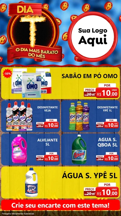 Modelo de TV para TV Vertical com o tema Dia T - O Dia Mais Barato Do Mês para Produtos de Limpeza