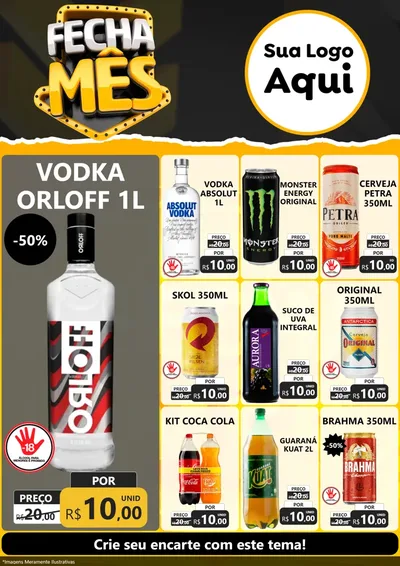 Modelo de Encarte para Encarte A4 Vertical com o tema Fecha Mês para Distribuidora de bebidas