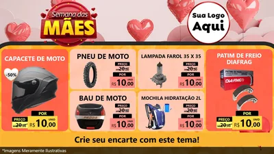 Modelo de TV para TV Horizontal com o tema Semana das Mães para Moto peças