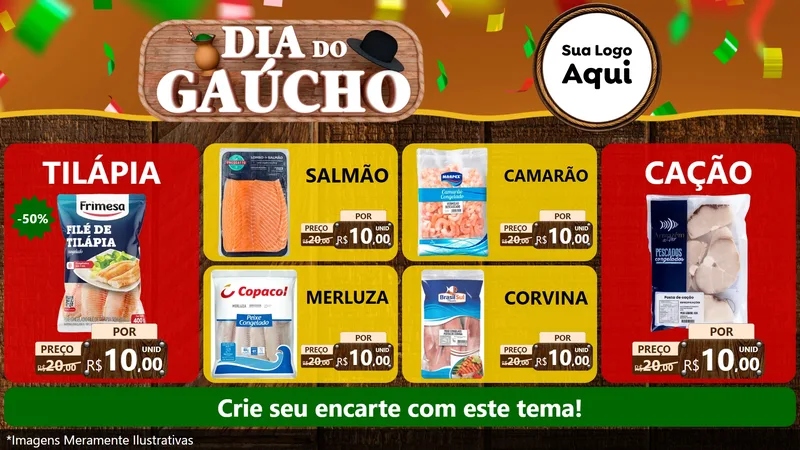 Modelo de TV para TV Horizontal com o tema Dia do Gaúcho para Peixaria