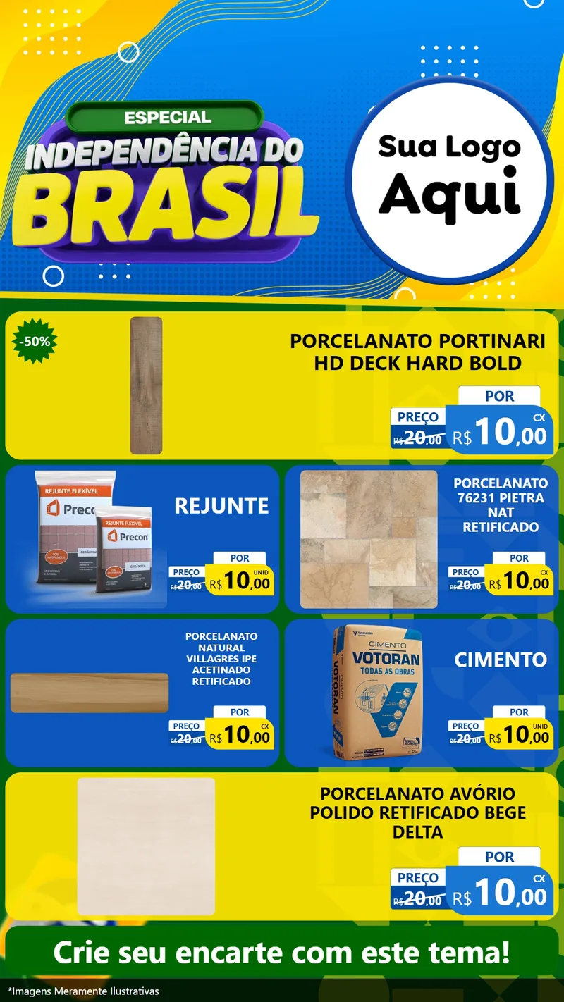 Modelo de TV para TV Vertical com o tema Especial Independência do Brasil para Pisos e revestimentos
