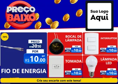Modelo de Encarte para Encarte A4 Horizontal com o tema Preço Baixo para Materiais Elétricos