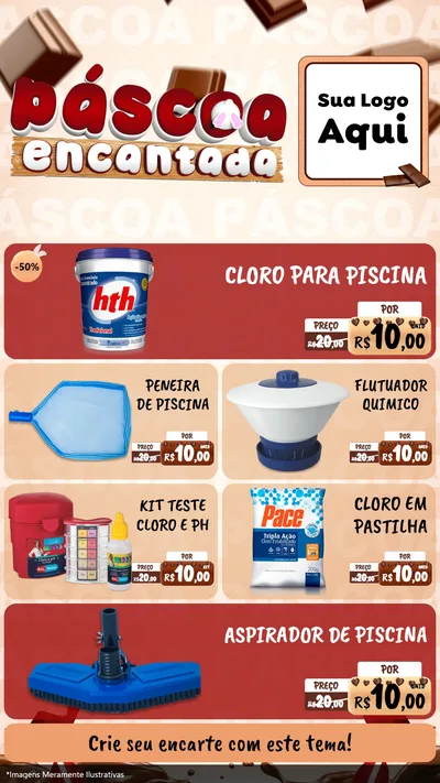 Modelo de TV para TV Vertical com o tema Páscoa Encantada para Produtos para Piscina