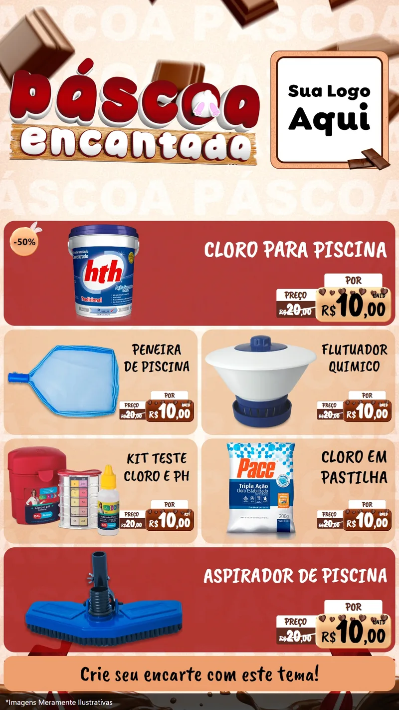 Modelo de TV para TV Vertical com o tema Páscoa Encantada para Produtos para Piscina