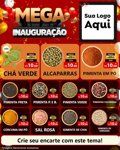 Modelo de Rede Social para Feed Instagram com o tema Mega Inauguração para Produtos Naturais