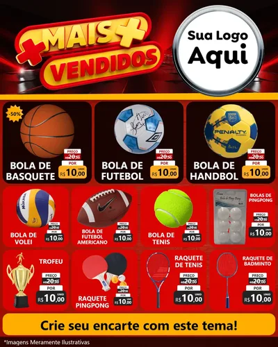Modelo de Rede Social para Feed Instagram com o tema Mais Vendidos para Artigos Esportivos