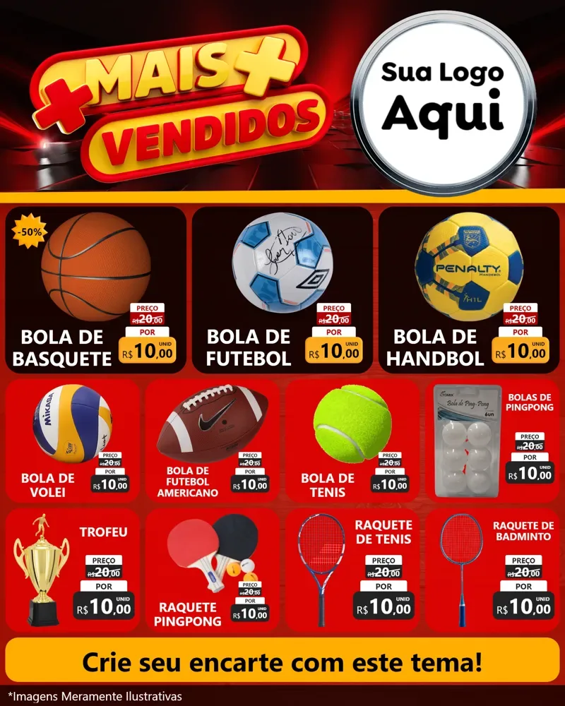 Modelo de Rede Social para Feed Instagram com o tema Mais Vendidos para Artigos Esportivos