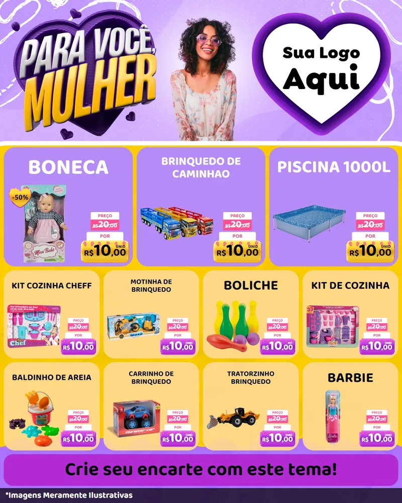 Modelo de Rede Social para Feed Instagram com o tema Para Você, Mulher para Brinquedos