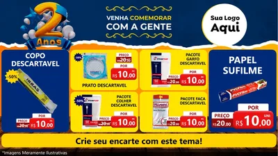 Modelo de TV para TV Horizontal com o tema Aniversário de 2 anos para Embalagens