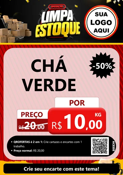 Modelo de Cartaz para Cartaz A4 Vertical com o tema Operação Limpa Estoque para Produtos Naturais