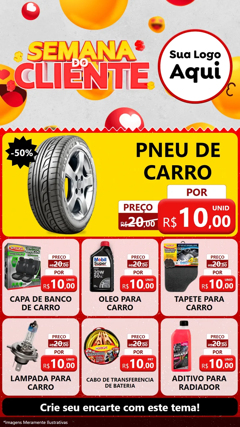 Modelo de Rede Social para Stories com o tema Semana do Cliente para Auto peças