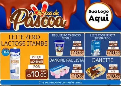 Modelo de Encarte para Encarte A4 Horizontal com o tema Ofertas de Páscoa para Frios e Laticínios