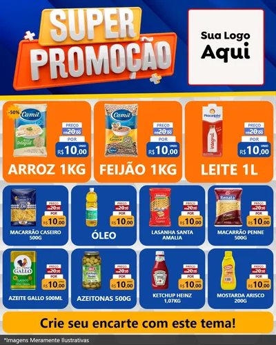 Modelo de Rede Social para Feed Instagram com o tema Super Promoção para Supermercado