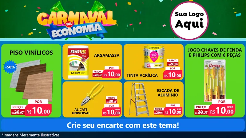 Modelo de TV para TV Horizontal com o tema Carnaval da Economia para Material para Construção