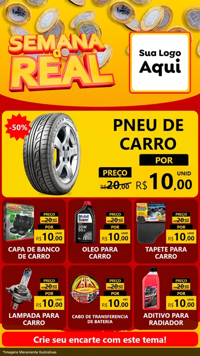 Modelo de Rede Social para Stories com o tema Semana do Real para Auto peças