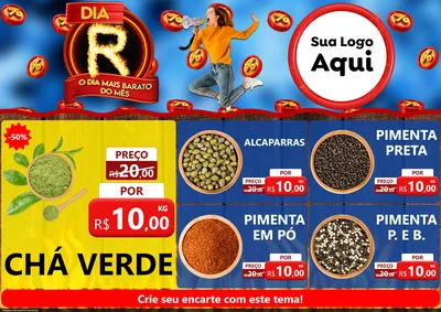 Modelo de Encarte para Encarte A4 Horizontal com o tema Dia R - O Dia Mais Barato Do Mês para Produtos Naturais