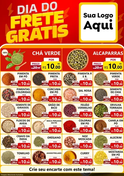 Modelo de Encarte para Encarte A4 Vertical com o tema Dia do Frete Grátis para Produtos Naturais
