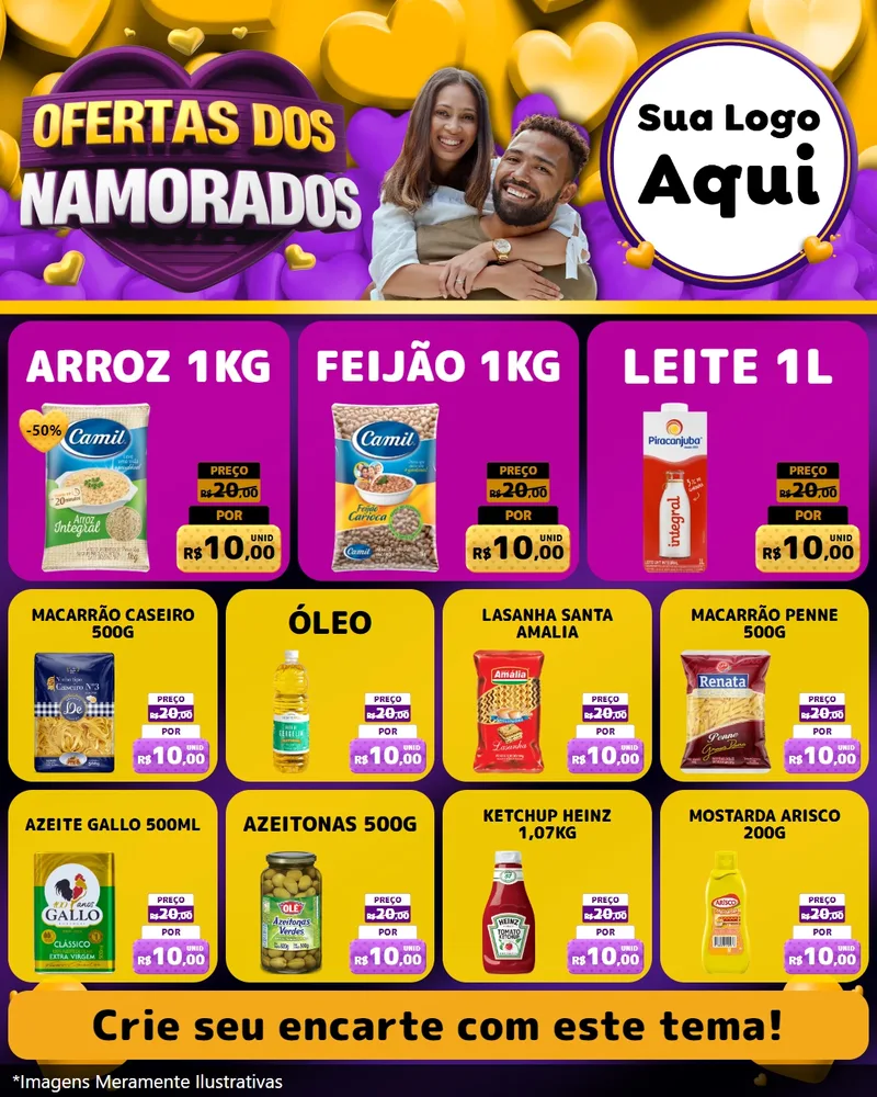 Modelo de Rede Social para Feed Instagram com o tema Oferta Dos Namorados para Supermercado