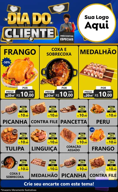 Modelo de Encarte para Encarte Grande com o tema Dia Do Cliente para Assados