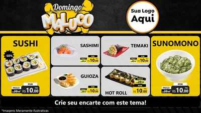 Modelo de TV para TV Horizontal com o tema Domingo Maluco para Comida japonesa
