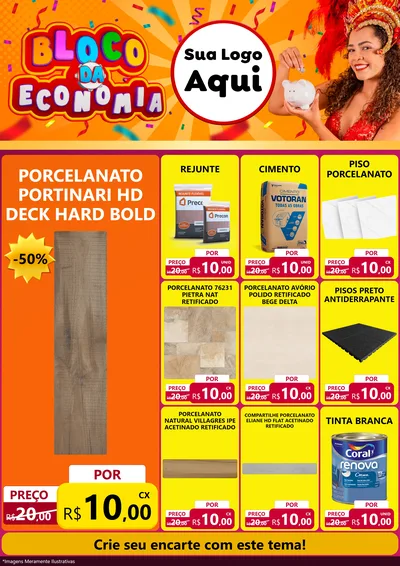Modelo de Encarte para Encarte A4 Vertical com o tema Bloco da Economia para Pisos e revestimentos