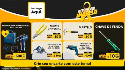 Modelo de TV para TV Horizontal com o tema Setembro Amarelo para Maquinas e Ferramentas