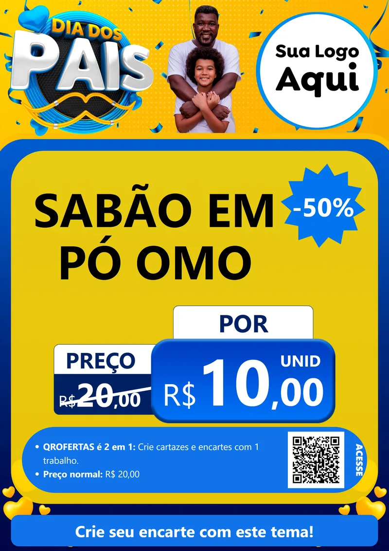 Modelo de Cartaz para Cartaz A4 Vertical com o tema Dia dos Pais para Produtos de Limpeza