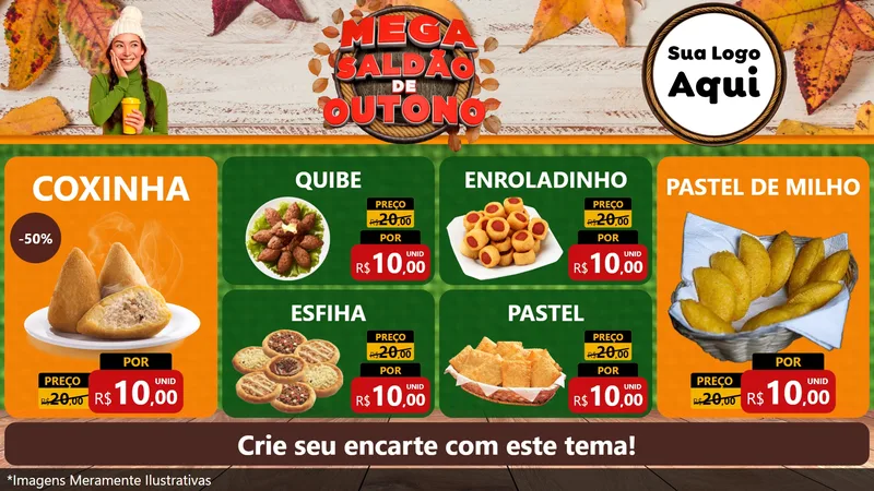 Modelo de TV para TV Horizontal com o tema Mega Saldão de Outono para Salgadaria
