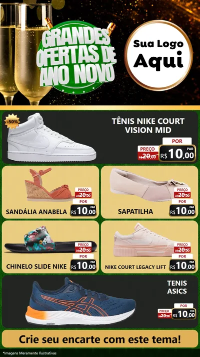 Modelo de TV para TV Vertical com o tema Grandes Ofertas de Ano Novo para Calçados
