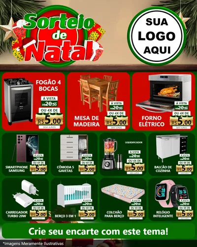Modelo de Rede Social para Feed Instagram com o tema Sorteio de Natal para Móveis e Eletro