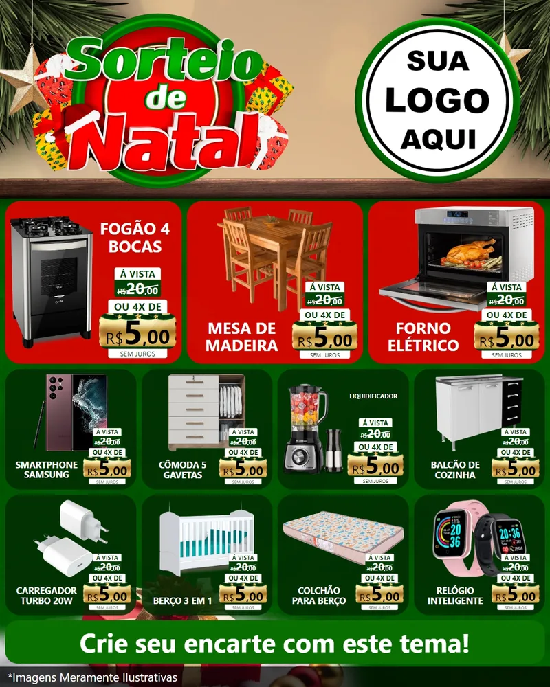 Modelo de Rede Social para Feed Instagram com o tema Sorteio de Natal para Móveis e Eletro