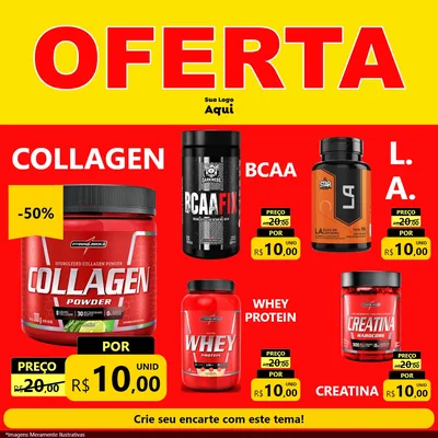 Modelo de Rede Social para Feed Facebook com o tema OFERTA - Vermelho Cartaz para Suplementos alimentares