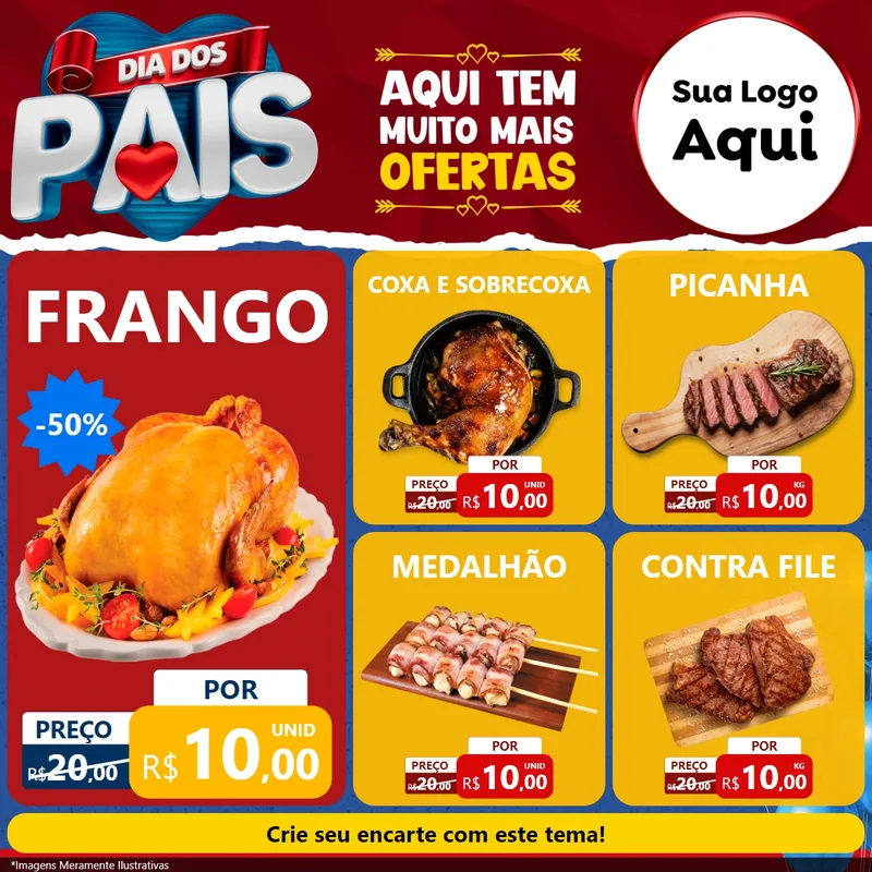 Modelo de Rede Social para Feed Facebook com o tema Dia dos Pais para Assados