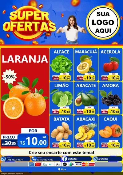 Modelo de Encarte para Encarte A4 Vertical com o tema Super Ofertas para Hortifrúti
