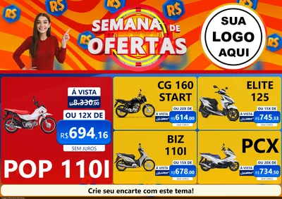 Modelo de Encarte para Encarte A4 Horizontal com o tema Semana de Ofertas para Concessionaria de Motos