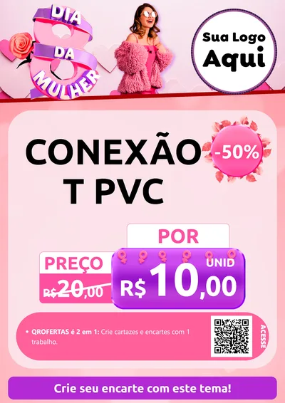 Modelo de Cartaz para Cartaz A4 Vertical com o tema Dia da Mulher para Tubos e conexões