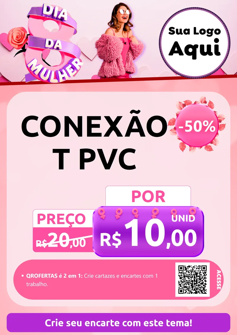 Modelo de Cartaz para Cartaz A4 Vertical com o tema Dia da Mulher para Tubos e conexões