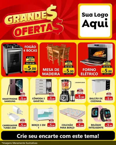 Modelo de Rede Social para Feed Instagram com o tema Grandes Ofertas para Móveis e Eletro