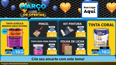 Modelo de TV para TV Horizontal com o tema Março de Ofertas para Tintas e Ferramentas