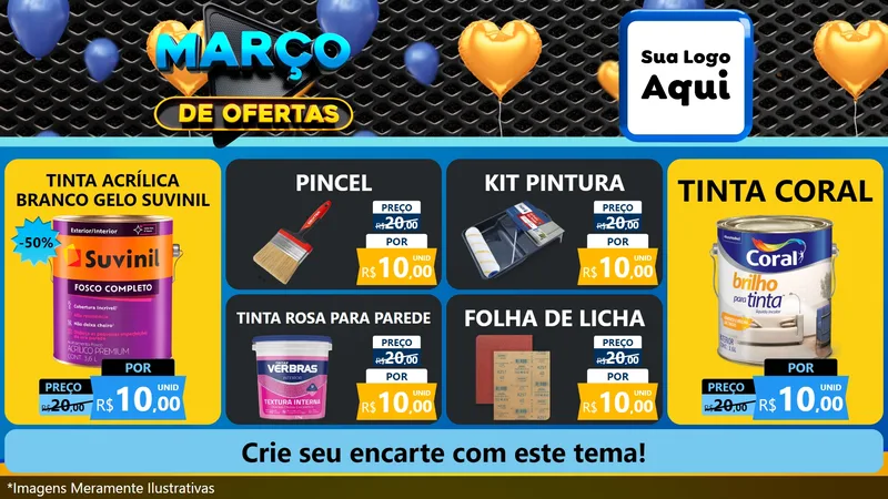 Modelo de TV para TV Horizontal com o tema Março de Ofertas para Tintas e Ferramentas