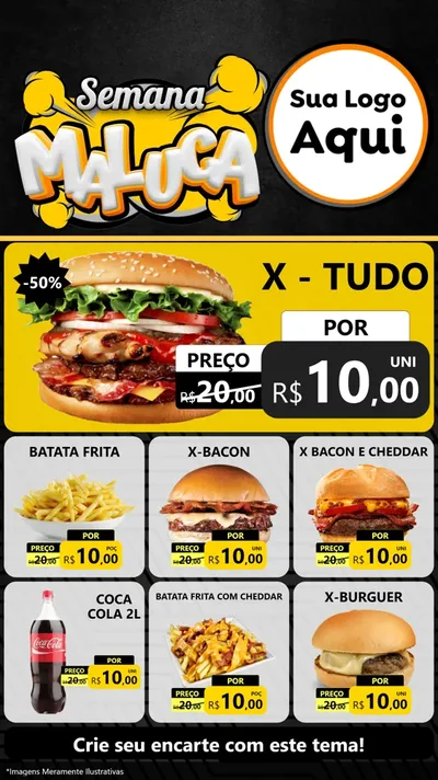 Modelo de Rede Social para Stories com o tema Semana Maluca para Hamburgueria