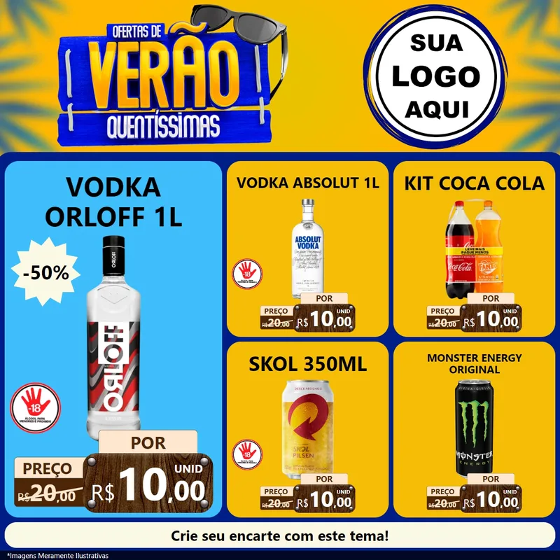 Modelo de Rede Social para Feed Facebook com o tema Ofertas de Verão Quentíssimas para Distribuidora de bebidas