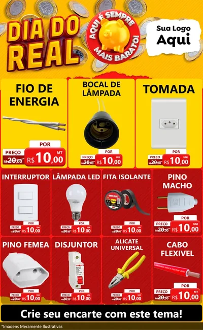 Modelo de Encarte para Encarte Grande com o tema Dia Do Real para Materiais Elétricos